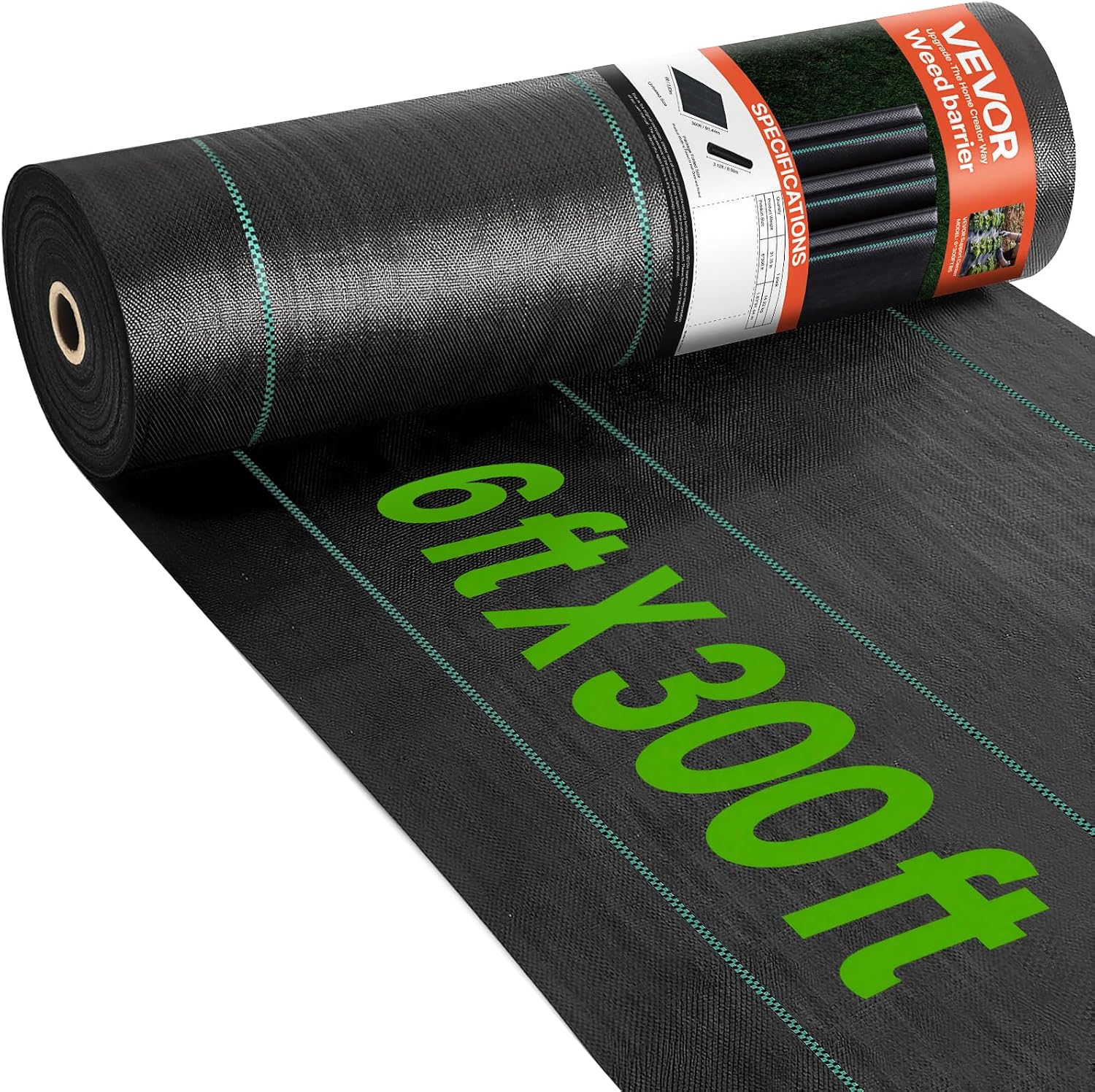 VEVOR VEVOR Driveway Fabric, Heavy Duty 6x300ft 3oz Woven Landscape Fabric, Garden Weed Barrier Fabric, Weed Control Fabric, Geotextile Fabric for Landscaping, Ground Cover, Weed Block Gardening M