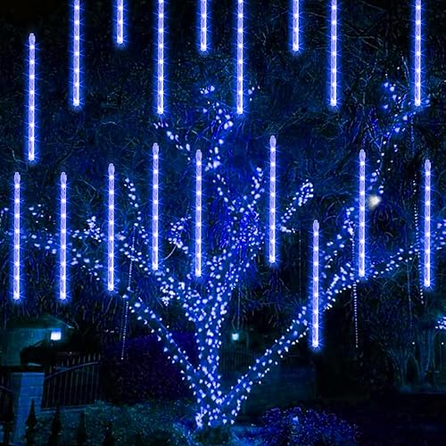 Miniatura 7 de Luces de Navidad para exteriores, 288 LED de 12 pulgadas, 8 tubos, luces de lluvia de meteoritos al aire libre, decoraciones de Navidad enchufables,