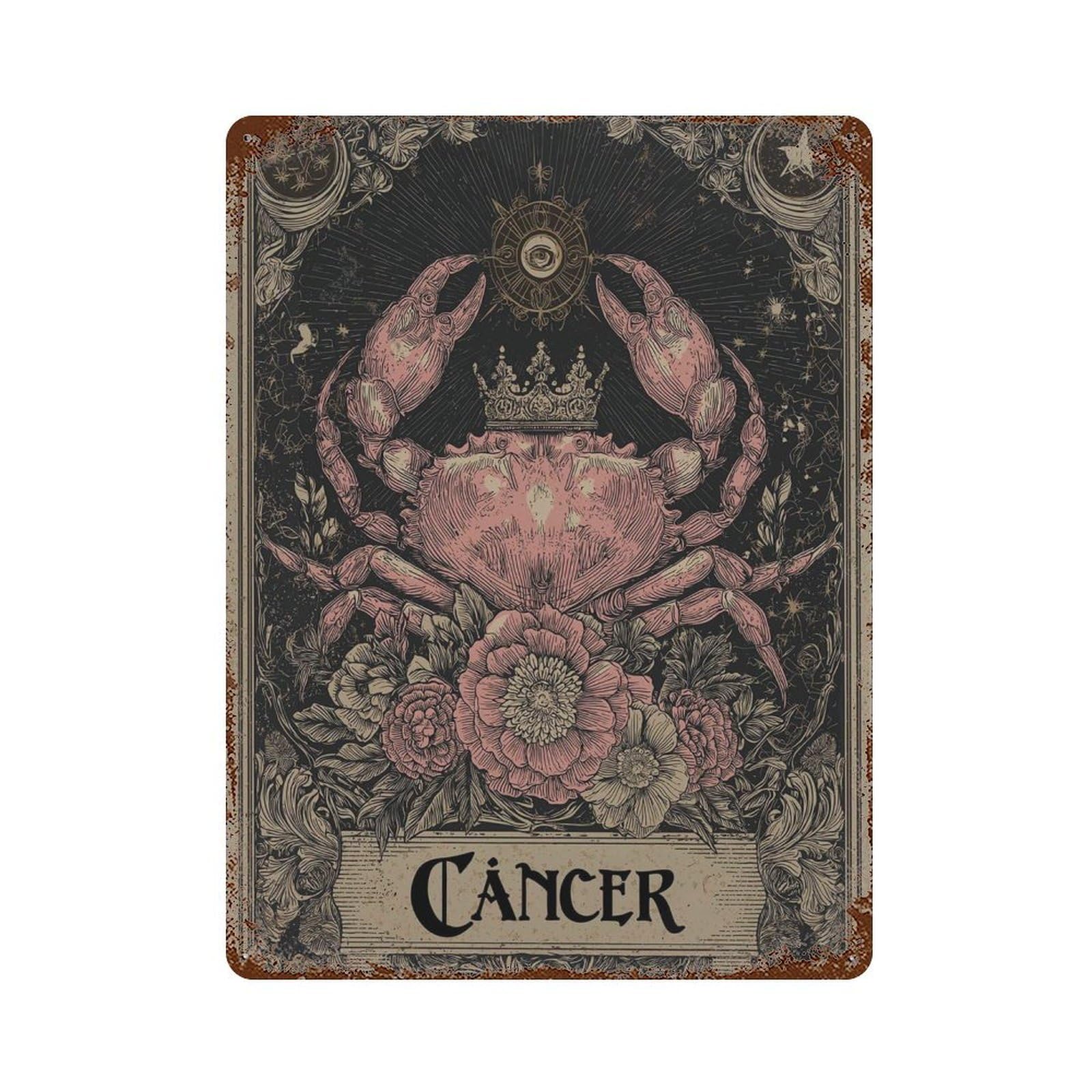 xiaoxiaoshen Cancer Zodiac Astrology Horoscope Celestial Crab Work Gothic Mystic Wall Decor Art Metal Tin Poster Modern Home Decor Art Home Bar Shop Decorations Vintage Sign 40x30cm
