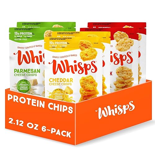 Whisps - Juego de 6 patatas fritas de queso surtido | Keto Snack, sin gluten, sin azúcar, bajo en carbohidratos, alto en proteínas | Parmesano,