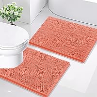 Vista 20 de Smiry - Juego de alfombras de baño de 2 piezas, suaves, absorbentes, de felpilla, lavables a máquina, antideslizantes, para bañera, ducha y piso Gris
