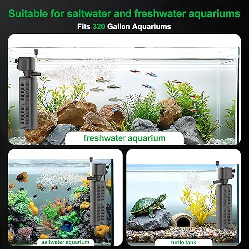 Miniatura 9 de Filtro de acuario, filtro de energía sumergible, filtro de tanque cristalino potente interno para acuario, bomba sumergible y sistema de filtro,