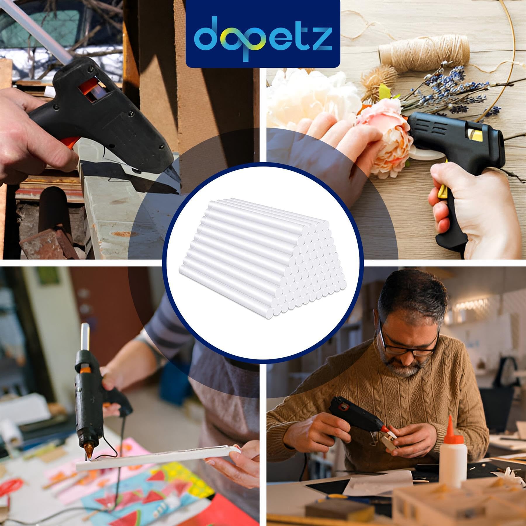 Dapetz ® 500 x klej termotopliwy, 11 mm x 100 mm, klej do pistoletu samoprzylepnego, ogólnego przeznaczenia, nadaje się do klejenia drewna, tkaniny, większości tworzyw sztucznych, ceramiki i lekkiego metalu