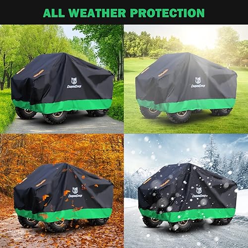 Miniatura 8 de Cubierta para cuatrimotos, tela Oxford 300D, duradera, impermeable, tiras reflectantes para todo tipo de clima (XXL 86 pulgadas, verde)