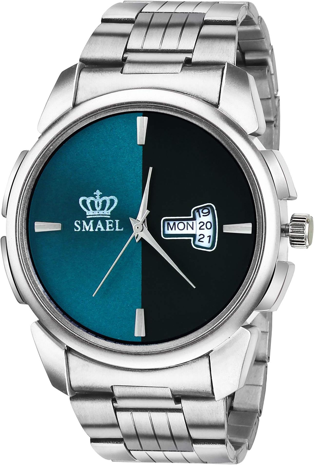 SMAEL Day and Date Formal Collection Analogue Multicolour Dial Men's Watch (Multicolour Dial Silver Colored Strap)