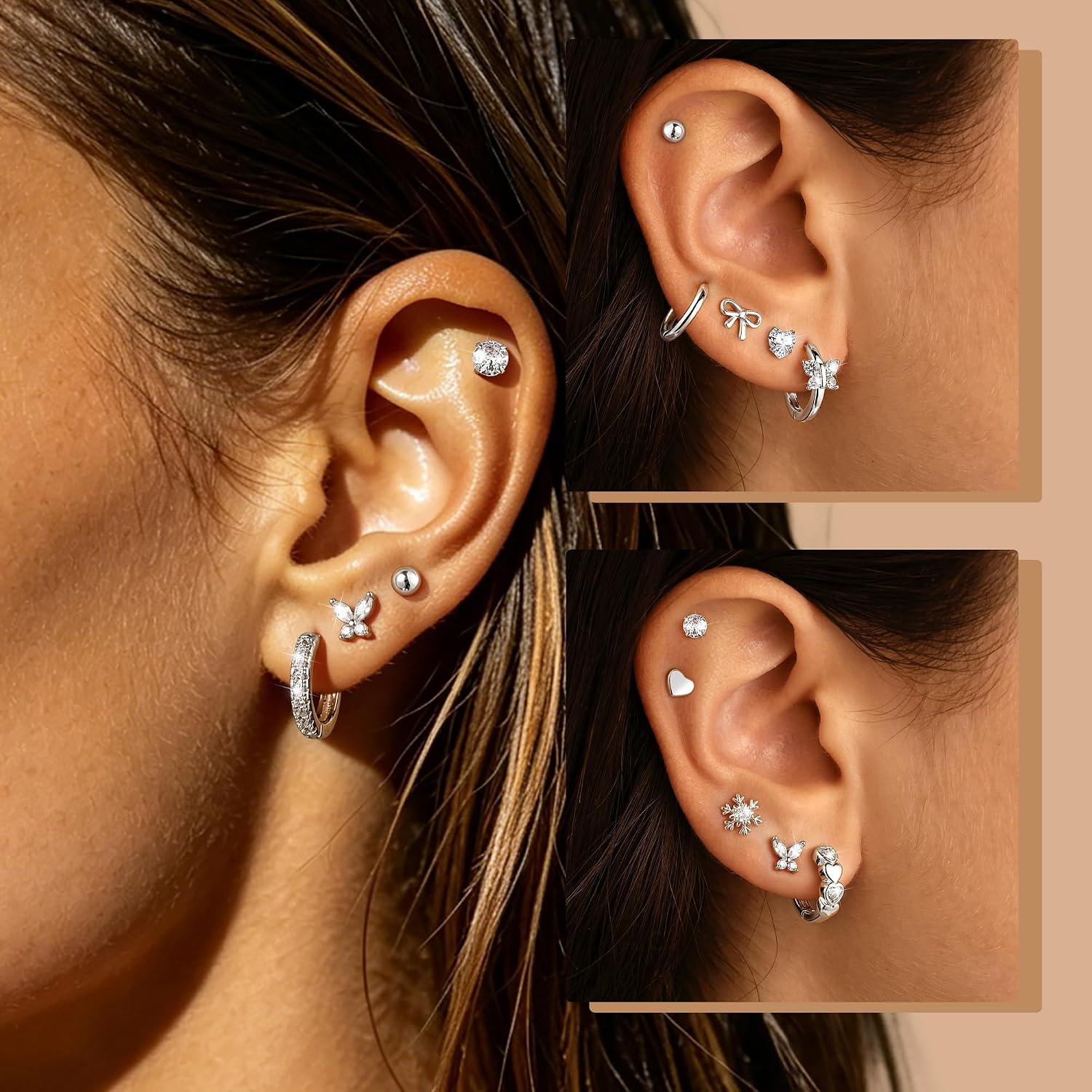 Hypoallergenic 14K Gold Stud Earrings Set for Women Surgical Stainless Steel Flat back Earrings Small Gold Huggie Hoop Earring for Sensitive Ears Screw Back Cartilage Piercing Jewelry