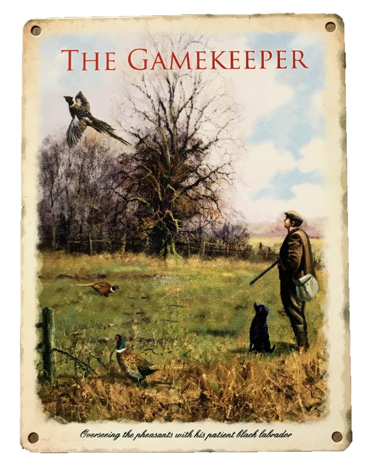 Gqwjksz As Pic Gamekeeper Pheasant Country Farming Shooting Vintage Metal Sign Tin Retro Plate Plaque Home Decor Bar Kitchen Wall Sign Art 12"X8"