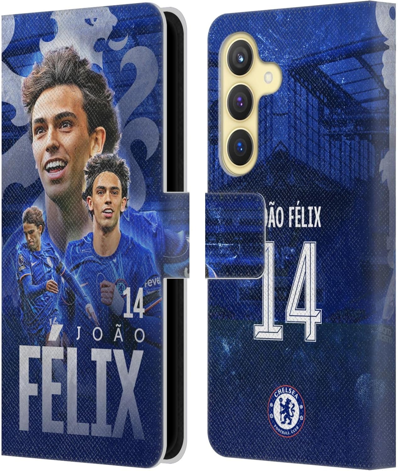 Head Case Designs Officially Licensed Chelsea Football Club João Félix 2024/25 First Team Leather Flip Case Compatible with Samsung Galaxy S24 5G