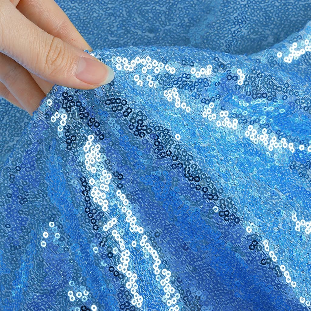 DUOBAO Baby Blue Tablecloth Sequin Table Cloth 50x80-Inch Rectangle Tablecloths Wedding Sequence Tablecloth Light Blues Table Cloths for Parties (50"x80", Baby-Blue)