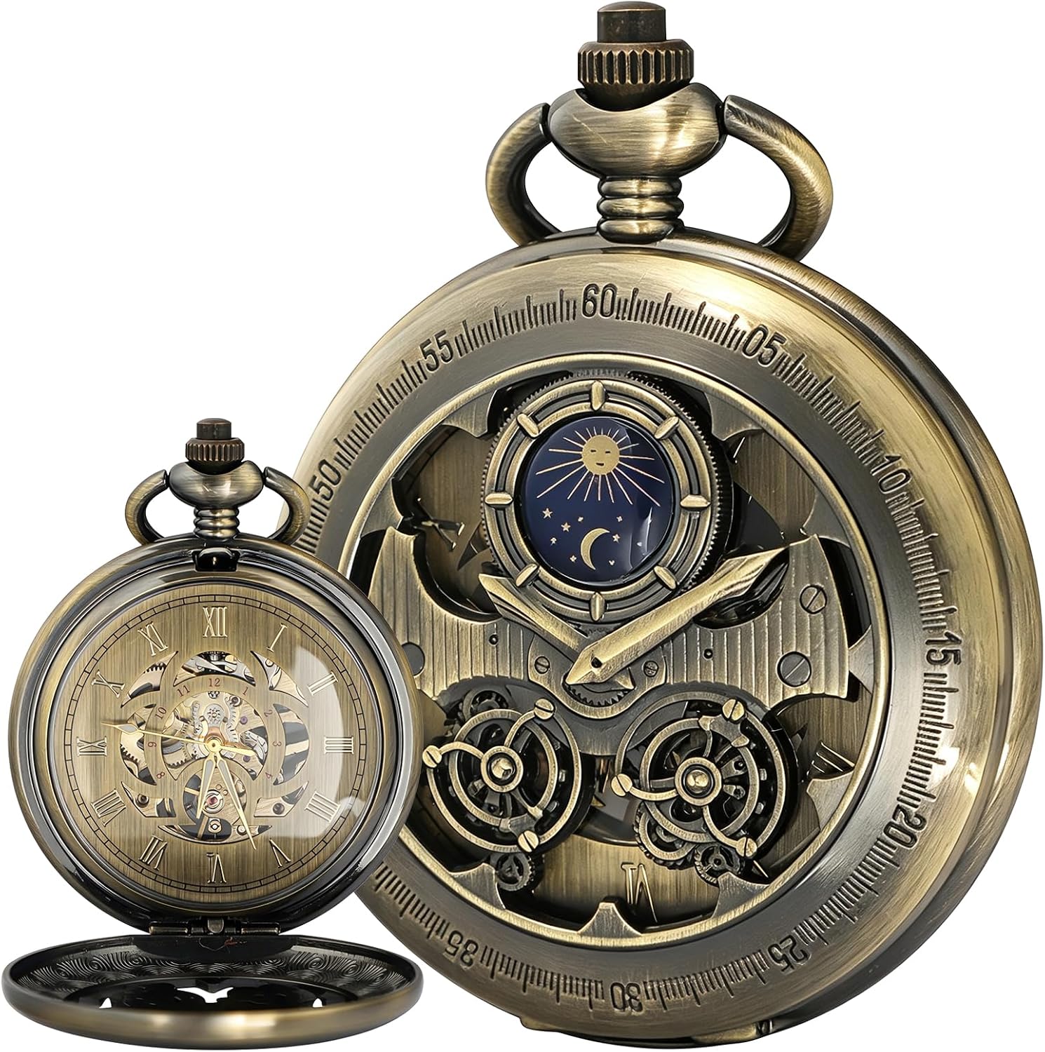 Pocket Watch Vintage Mechanical Pocket Watches with Chain Christmas Graduation Birthday Gifts Father's Day