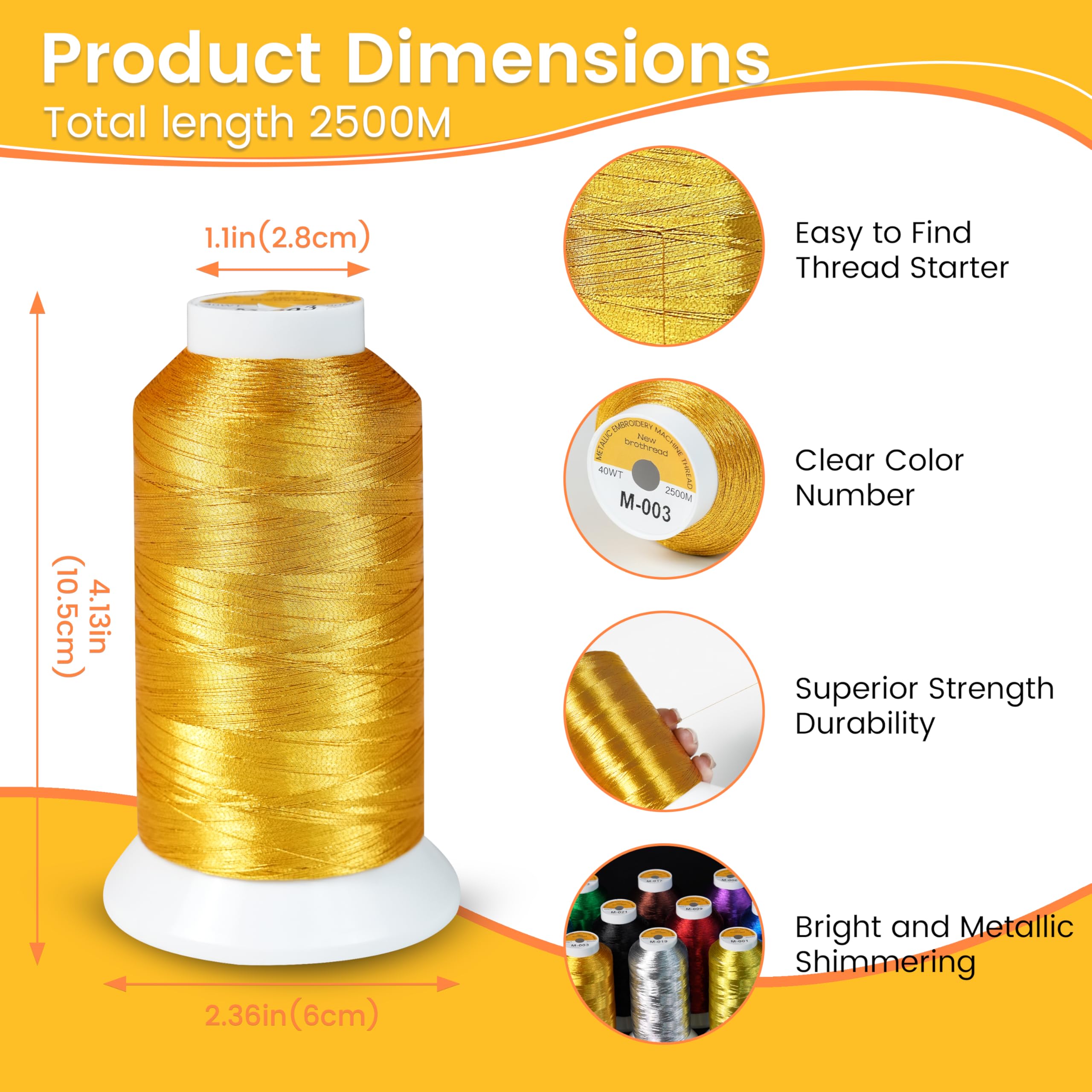 Amazon.com: New brothread Single Huge Spool Metallic Embroidery
