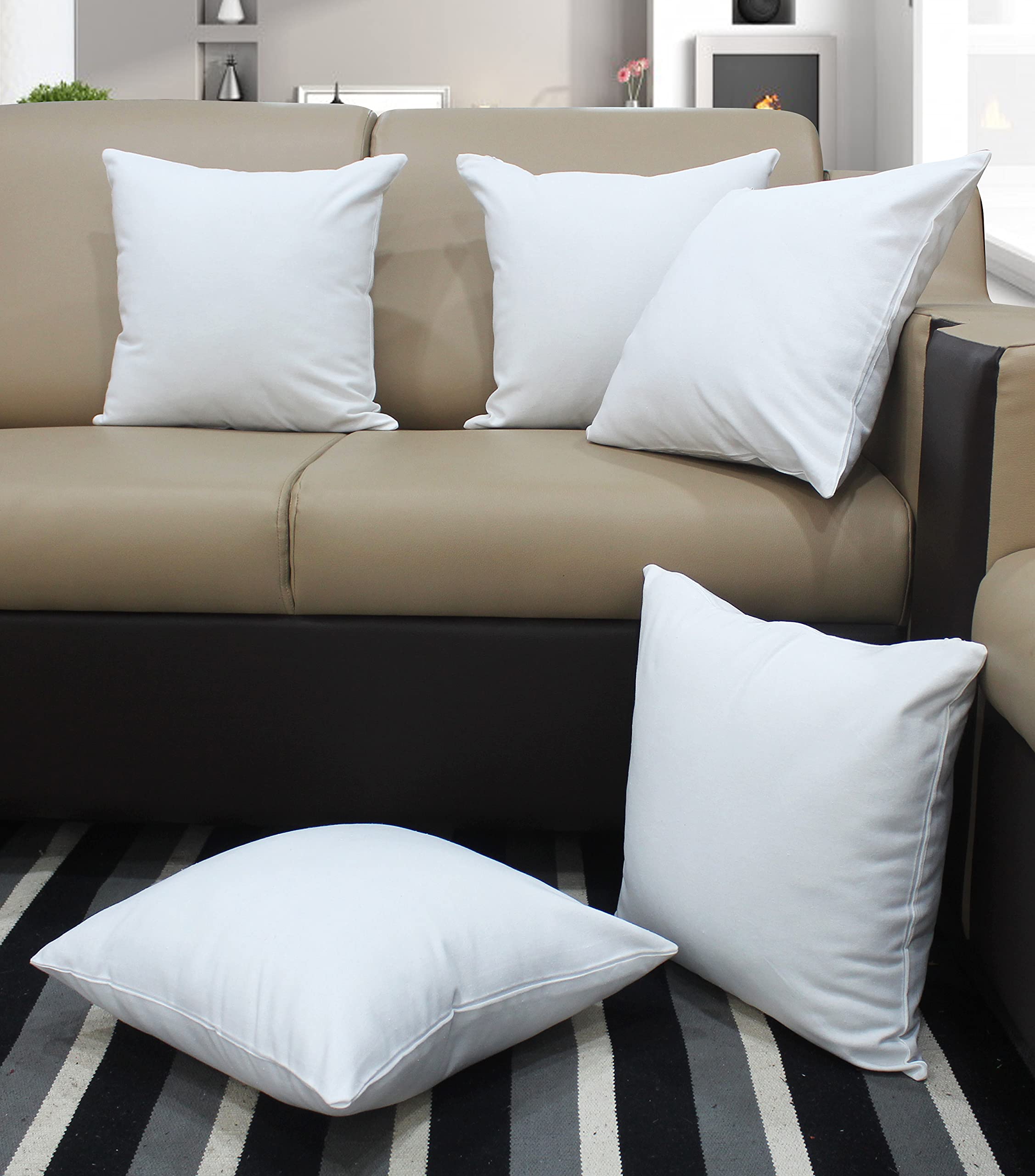 AIRWILL Cotton Plain White Themed Cushion Covers for Cushions & Pillows (White, Pack of 5)-image-45