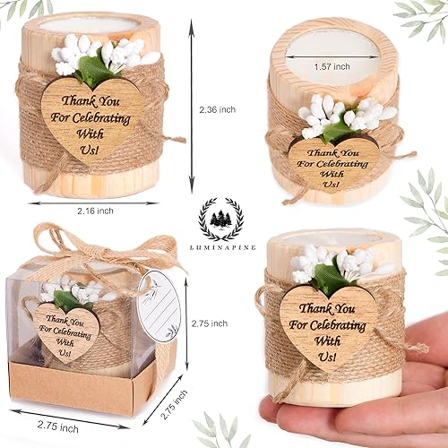 Miniatura 3 de Rustic Wedding Party Favors - Pack of 10 Thank You Favors - Wooden Cylinder Candle Holders For Table Centerpiece - Baptism, Baby Shower, Bridal
