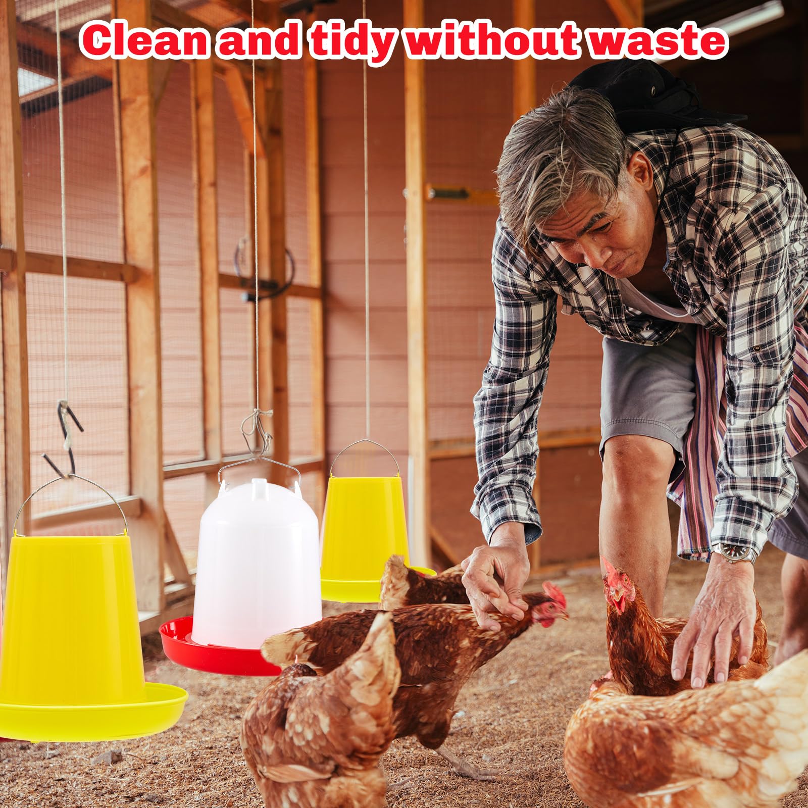 Snapklik.com : 8 Pack 17.6 Lb Hanging Chicken Feeders And Waterers Set