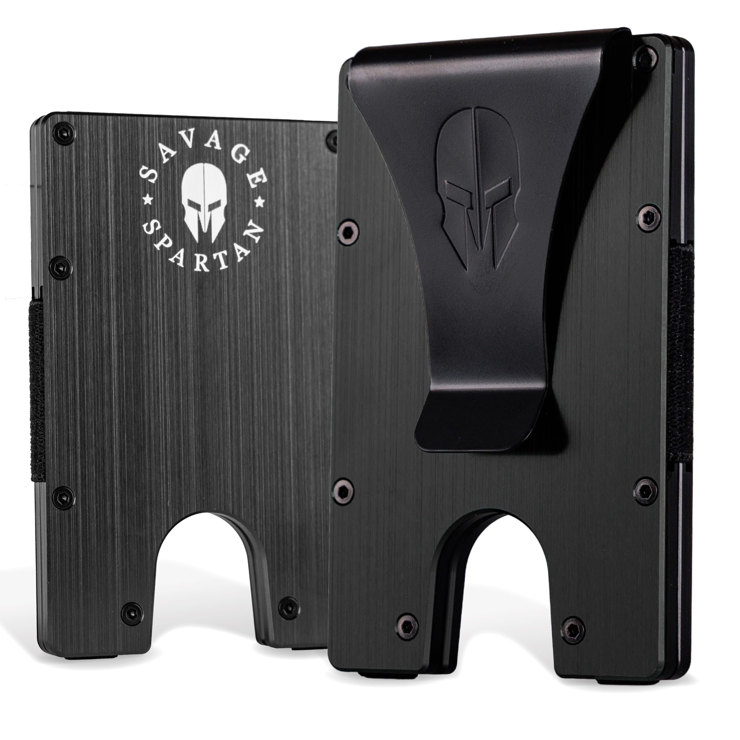 Wallet for Men - Slim Minimalist RFID Blocking Metal Wallet with Money Clip, Tactical Aluminum Front Pocket Credit Card Holder (Black)