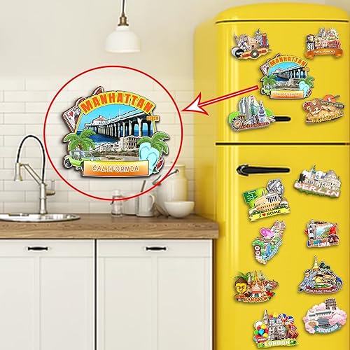 Miniatura 4 de Imán de madera para nevera de Manhattan Beach California, Estados Unidos, 3D, monumentos de viaje, coleccionables, recuerdos, decoración hecha a mano