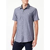 Amazon Essentials - Camicia da uomo a maniche corte in chambray