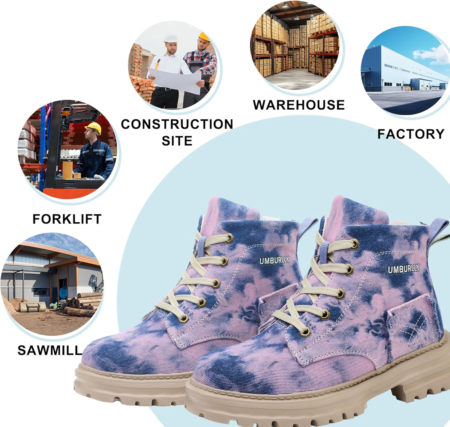 Hogent Steel Toe Boots for Women Men - Lightweight Breathable Work Boots - Ideal for Construction Warehouse