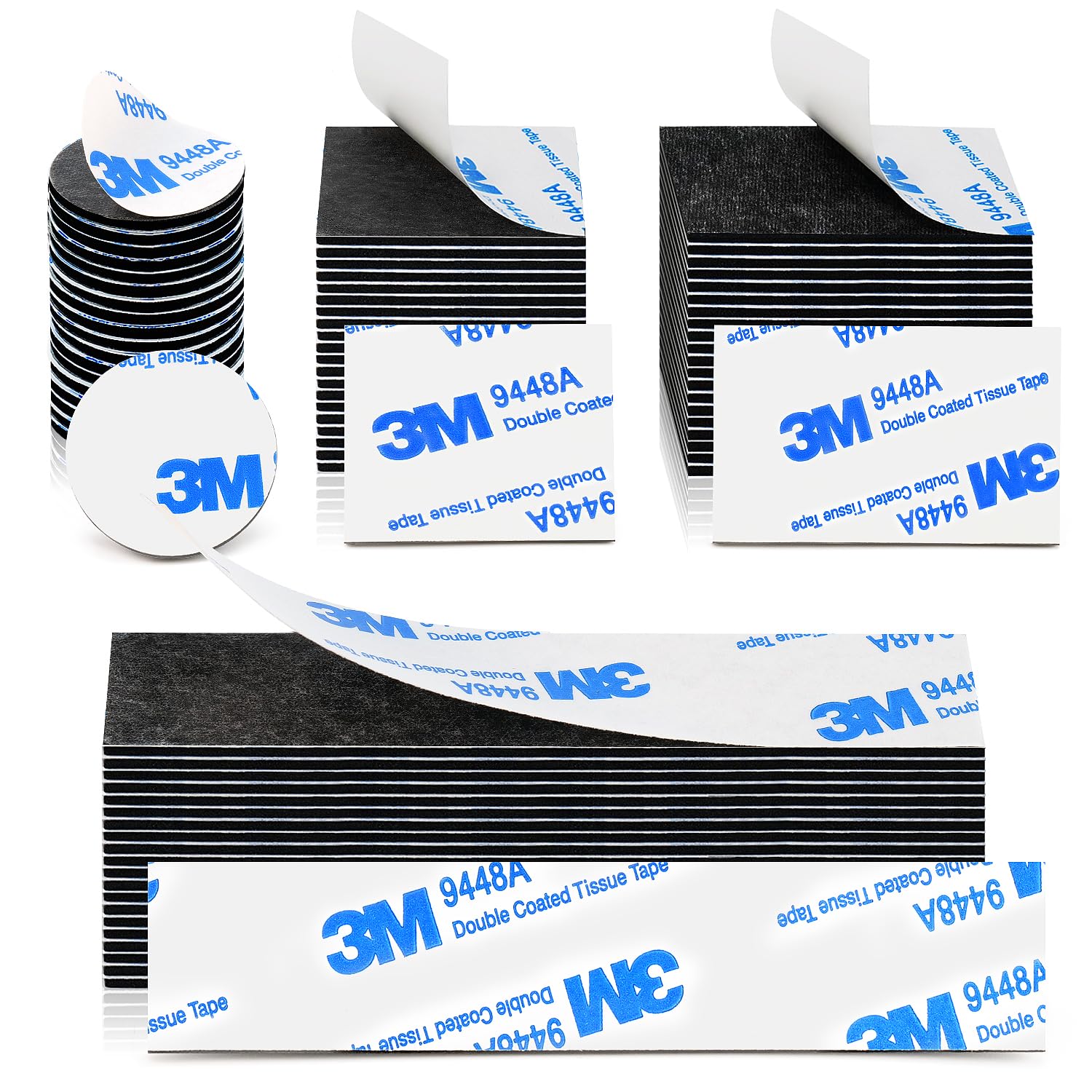 Double Sided Tape 80 Pcs Black Waterproof Double Sided Tape for Home Décor & DIY Art Crafts Supplies Strong Pad Mounting Adhesive