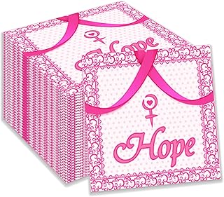 OXYLIPO 40PCS Pink Ribbon Breast Cancer Awareness Paper Cocktail Napkins Disposable Dinner Beverage Napkins for Party Banquet Birthday Wedding Charity Event Holiday Theme Decorations