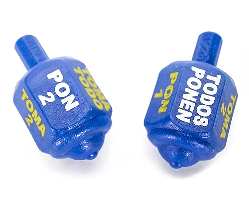 (5 unidades) Classic Mexican Pirinola Toma Todo - Pieza de plástico sólido 5 colores azules/Pirinola de Plastico Solida