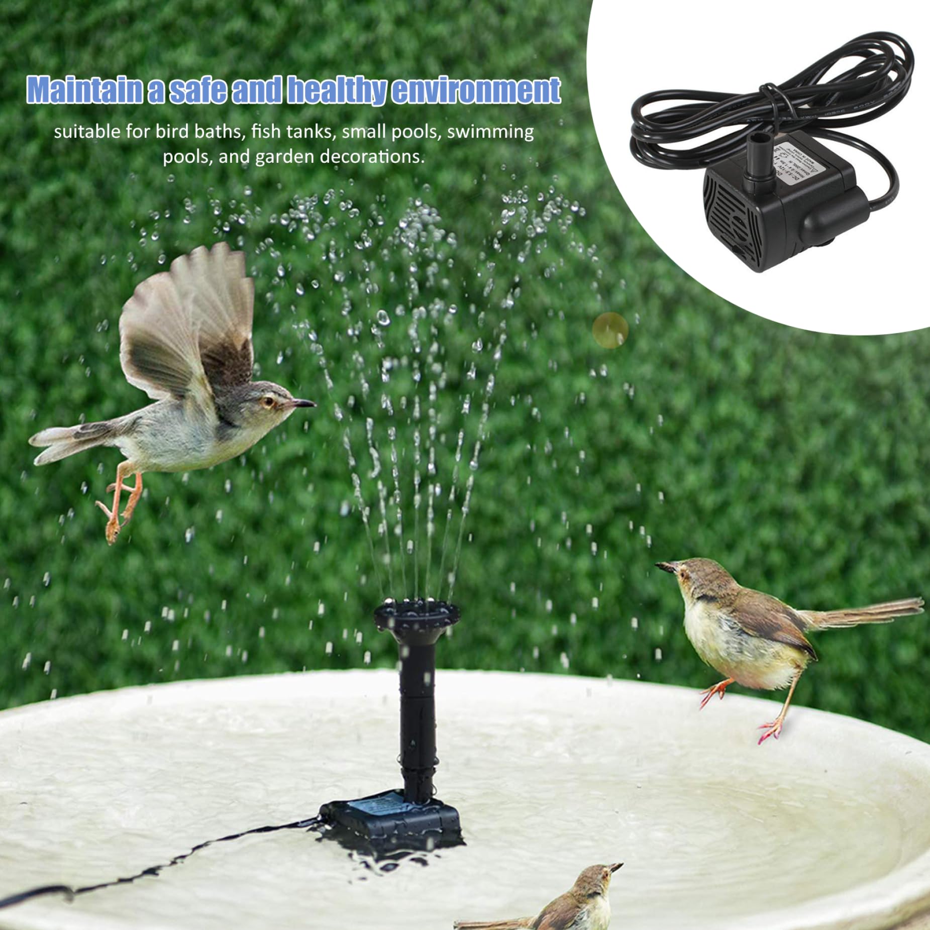 Solar Water Fountain Pump 1.5-2m DC 6-12V 5W, Submersible