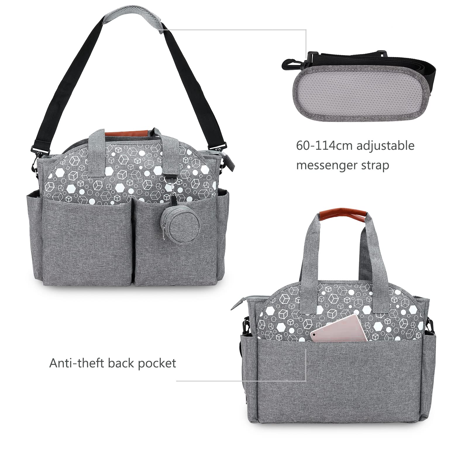 SONARIN Bolsa de Pañales para Bebés,Bolsa de Viaje para Pañales Materna Messenger Bolsos Bandolera Multifunción con Bolsa de Chupete Gran Capacidad para Todos los Accesorios para Bebés