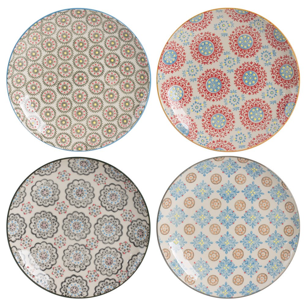 Table Passion - Juego de 4 platos de postre bohemio de 20 cm