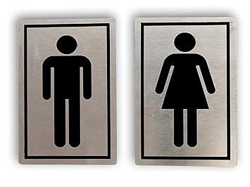 eSplanade Stainless Steel Men & Women Toilet Sign Bathroom (6 x 4 inches) | Male & Female Washroom Door Sign Sticker - Easy to Mount Weather Resistant Long Lasting Ink