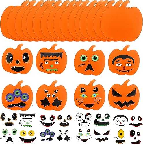 32 piezas de calabaza de espuma de Halloween y calcomanías de calabaza para Halloween, niños, manualidades, fiesta, dulce o truco, decoraciones de
