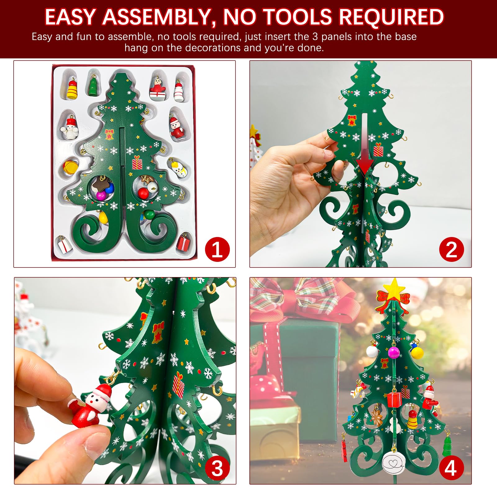 Mini-Weihnachtsbaum Set 3 Stück - Desktop LED Deko Für Büro & Wohnzimmer | Festliche Tischdekoration