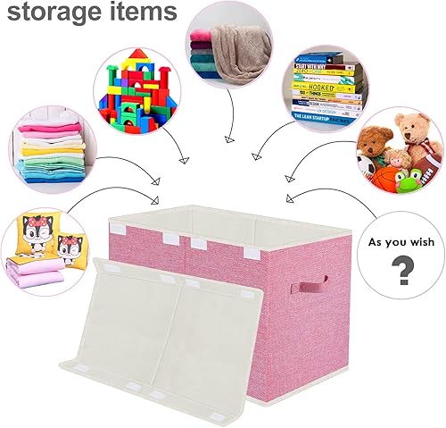 Miniatura 3 de VERONLY Caja grande de juguetes para niñas, baúl de juguetes para niños, organizador de almacenamiento de juguetes plegable con tapa, organizador de