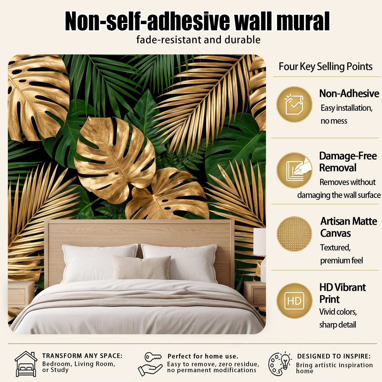 3D - Carta da parati murale in tessuto non tessuto tropicale, moderna, 350 x 256 cm, immagine panoramica per soggiorno, camera da letto, cameretta dei bambini, decorazione murale botanica Monstera