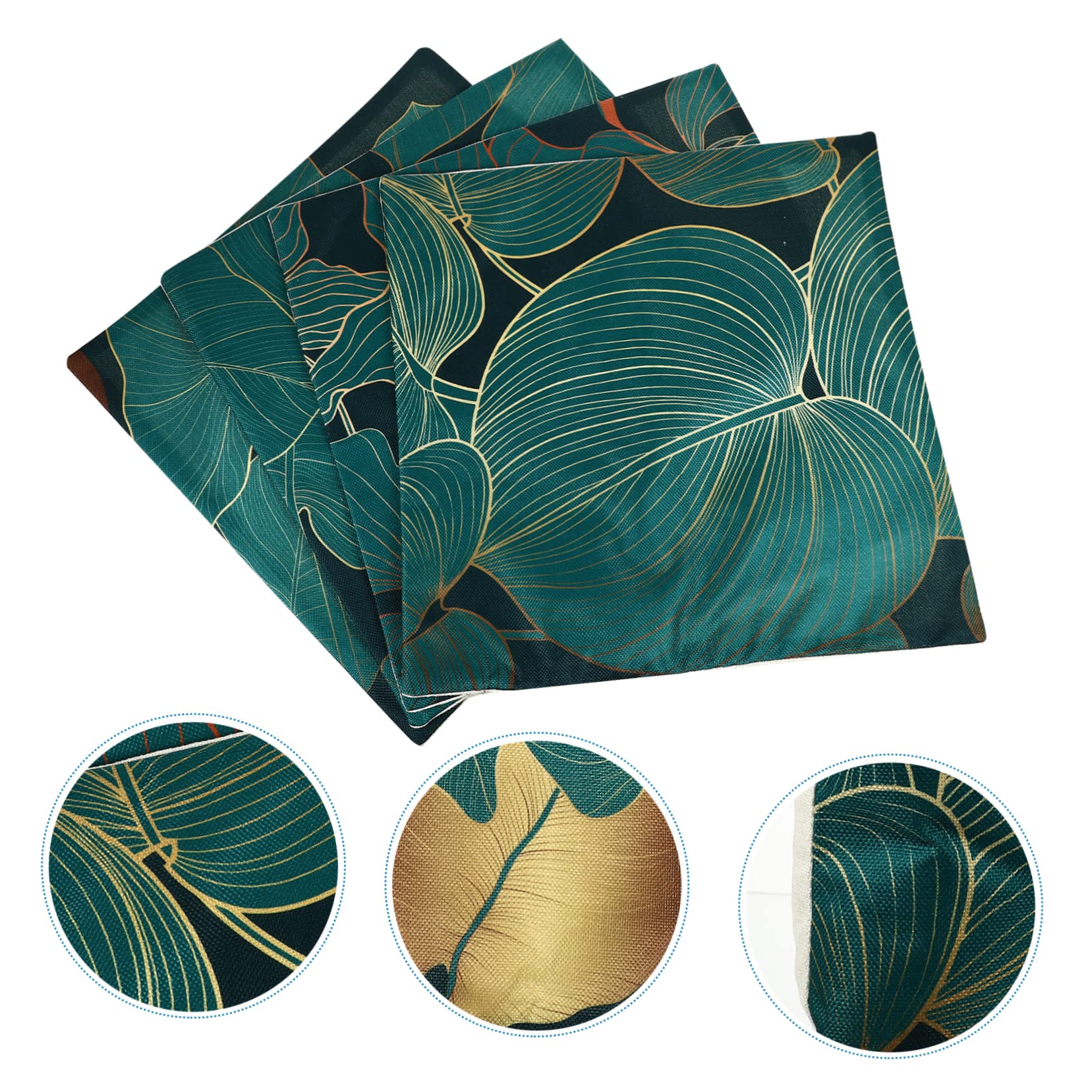 Cabilock Federe Cuscini Decorativi Foglia Verde in Lino 4 Pezzi | Divano e Auto, Coperture Comode, Stile Casual Chic, Formato Coordinato per Interni Salotto