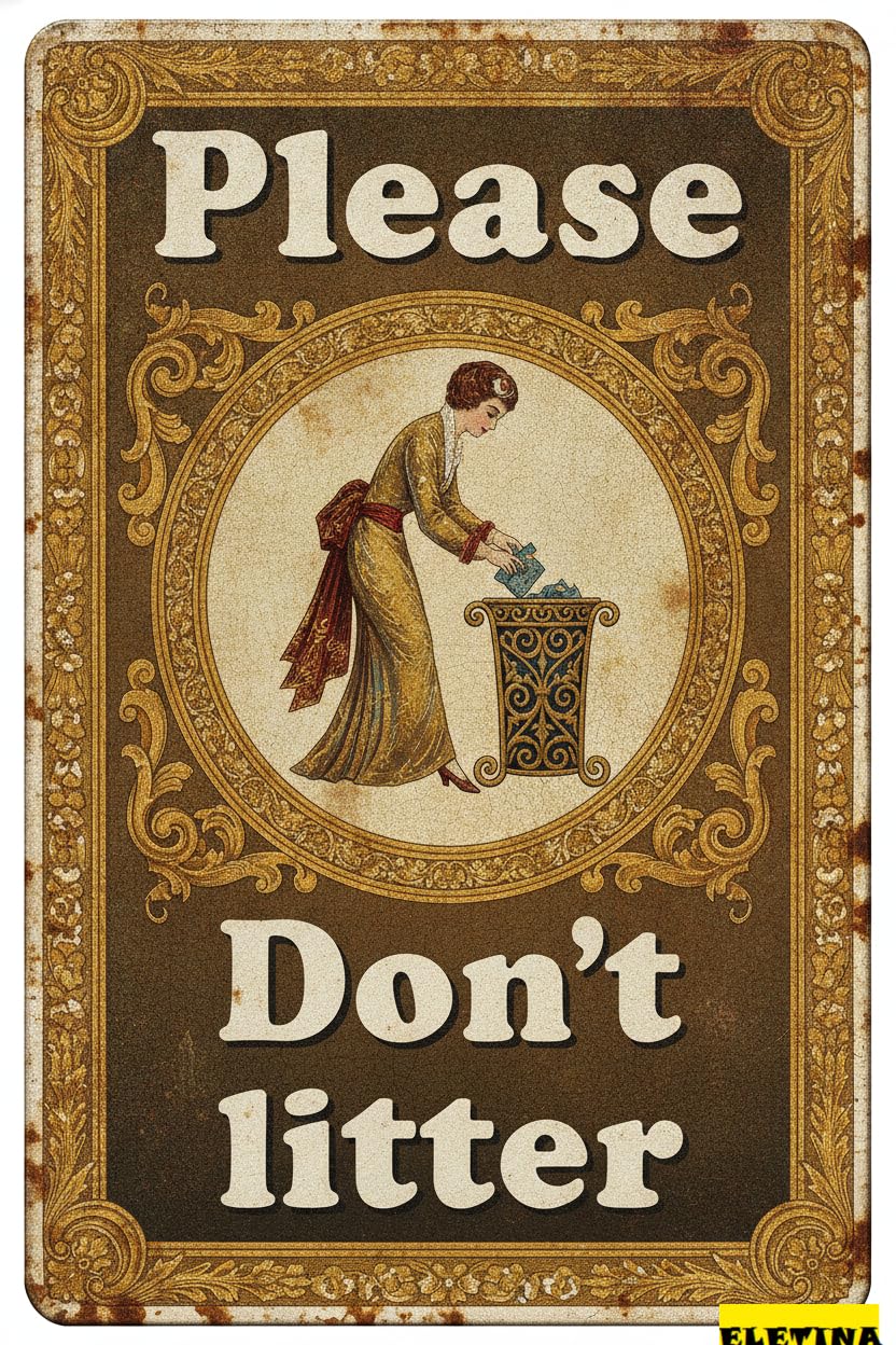 Please Don't Litter Metal Tin Warning Sign Gate Outdoor Driveway Floor Garden Decor 8x12in