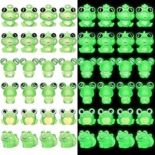 60 Pcs Mini Frogs Luminous Miniature Figurines Green Mini Resin Animals Cute Frog Figurines Cake Topper Miniature Garden Accessories for Party Decorations Landscape DIY Craft Ornament