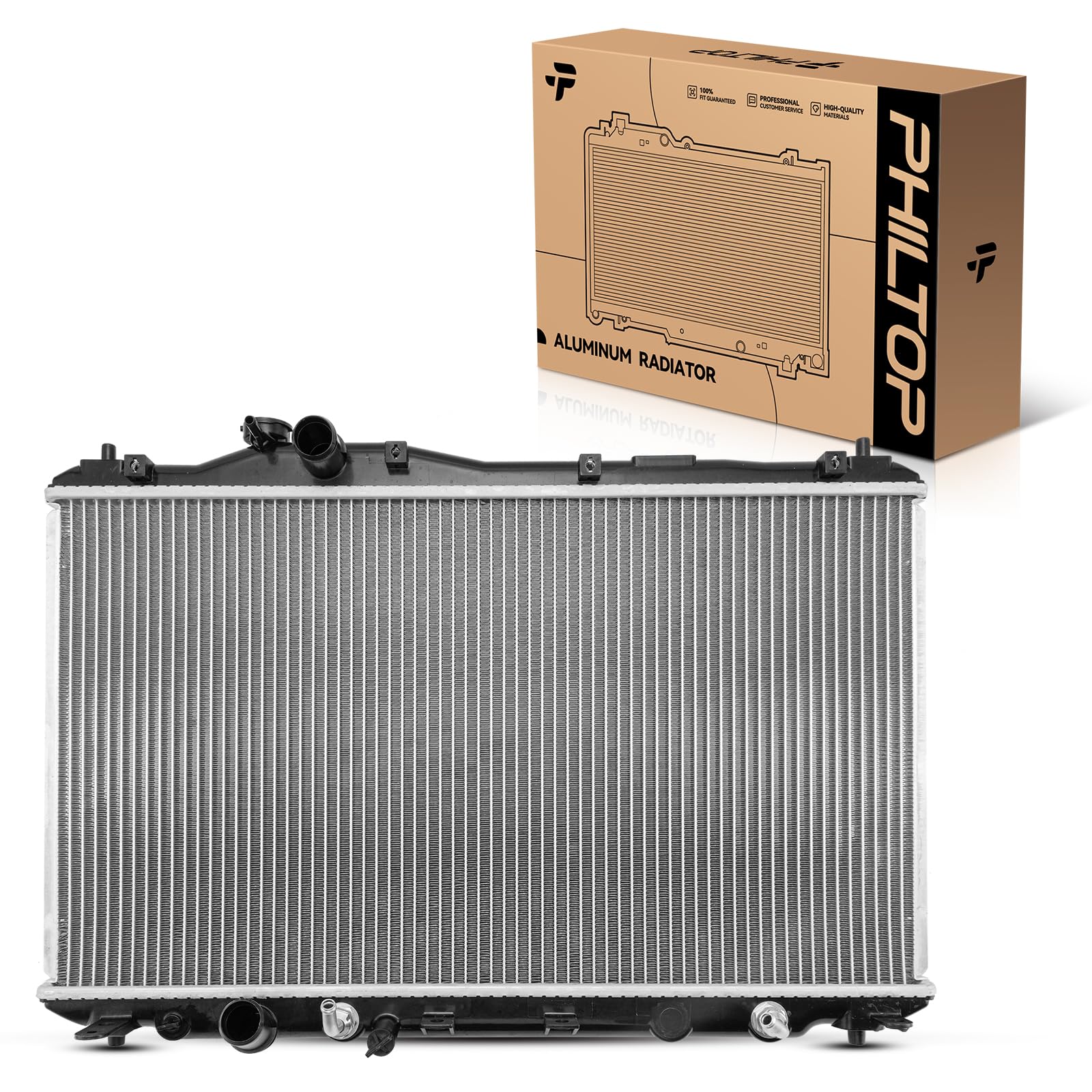 PHILTOP Core Radiator Compatible with 2012-2013 Civic 1.8L, 2012-2015 Civic 1.5L, 2013-2014 ILX 1.5L Transmission Oil Cooler Included