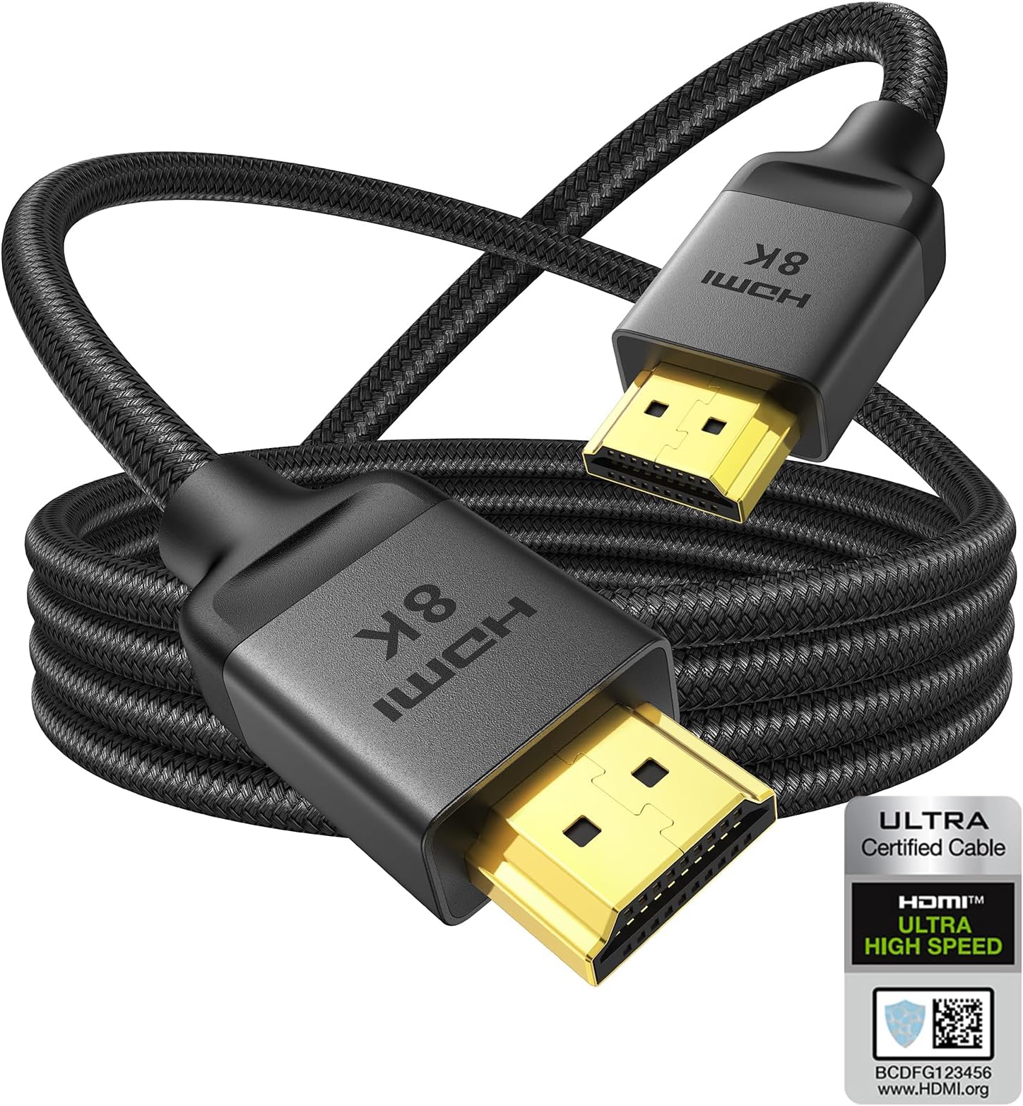 Silkland 8K HDMI®Cable 3M Certified, Ultra High Speed HDMI®Cable 48Gbps Upgrade Braided [4K@120Hz, 8K@60Hz, 2K@240Hz], eARC, HDR, DTS:X, VRR, Compatible for Xbox Series X/S/PS5/PS4/Samsung TV
