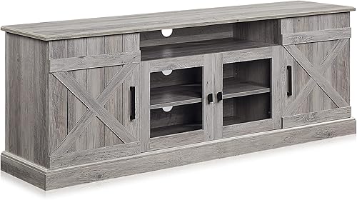 Miniatura 37 de BELLEZE - Soporte de madera rústico para TV de hasta 50", color roble Sargent Gris desteñido,Blanco,Pino Ashland,Gris,claro,Roble