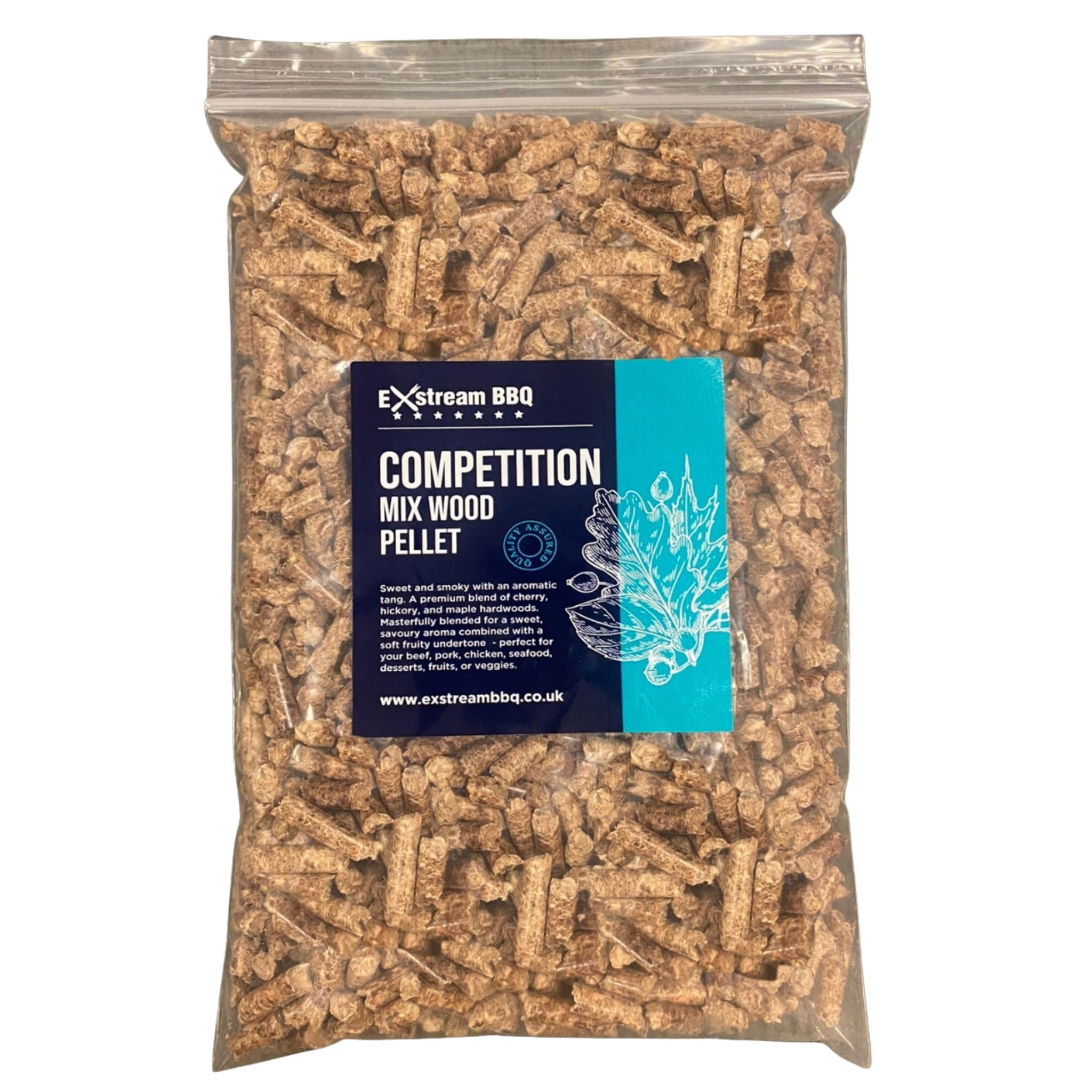 Exstream BBQ Premium Hardwood Pellets 100% Natural 9kg COMPETITION Blend - Cherry Hickory Maple Smoking Pellets For Woodfire Grills, Smokers & Barbecues