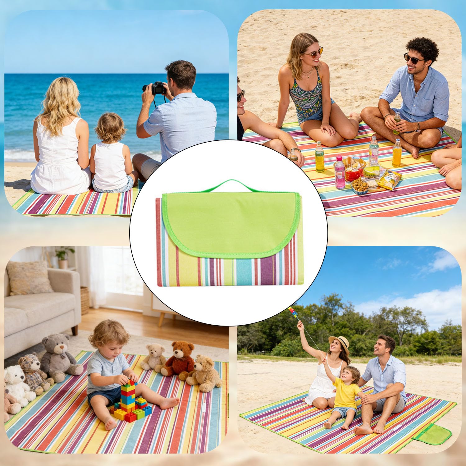 Coperta Pic Nic Impermeabile 200 x 200cm Telo Picnic Resistente Alla Sabbia Alle Macchie Extra Grande per Campeggio Trekking Montagna Viaggi