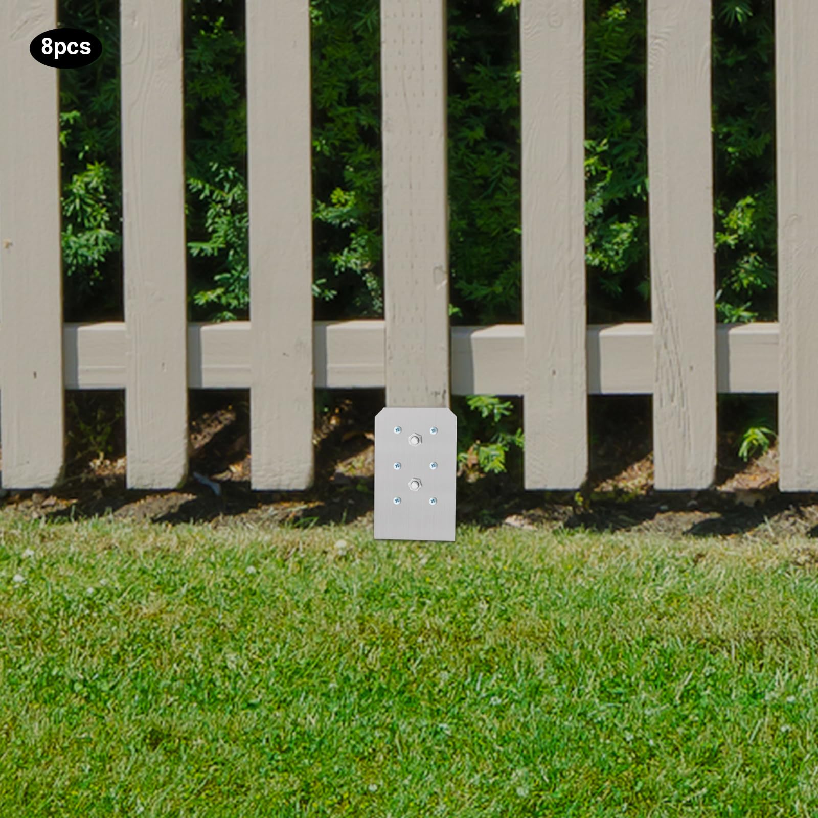 Base de postes, 8 unidades, anclajes de 9 x 9,2 x 15 cm (por pieza) para valla de madera, anclaje para postes de pérgola