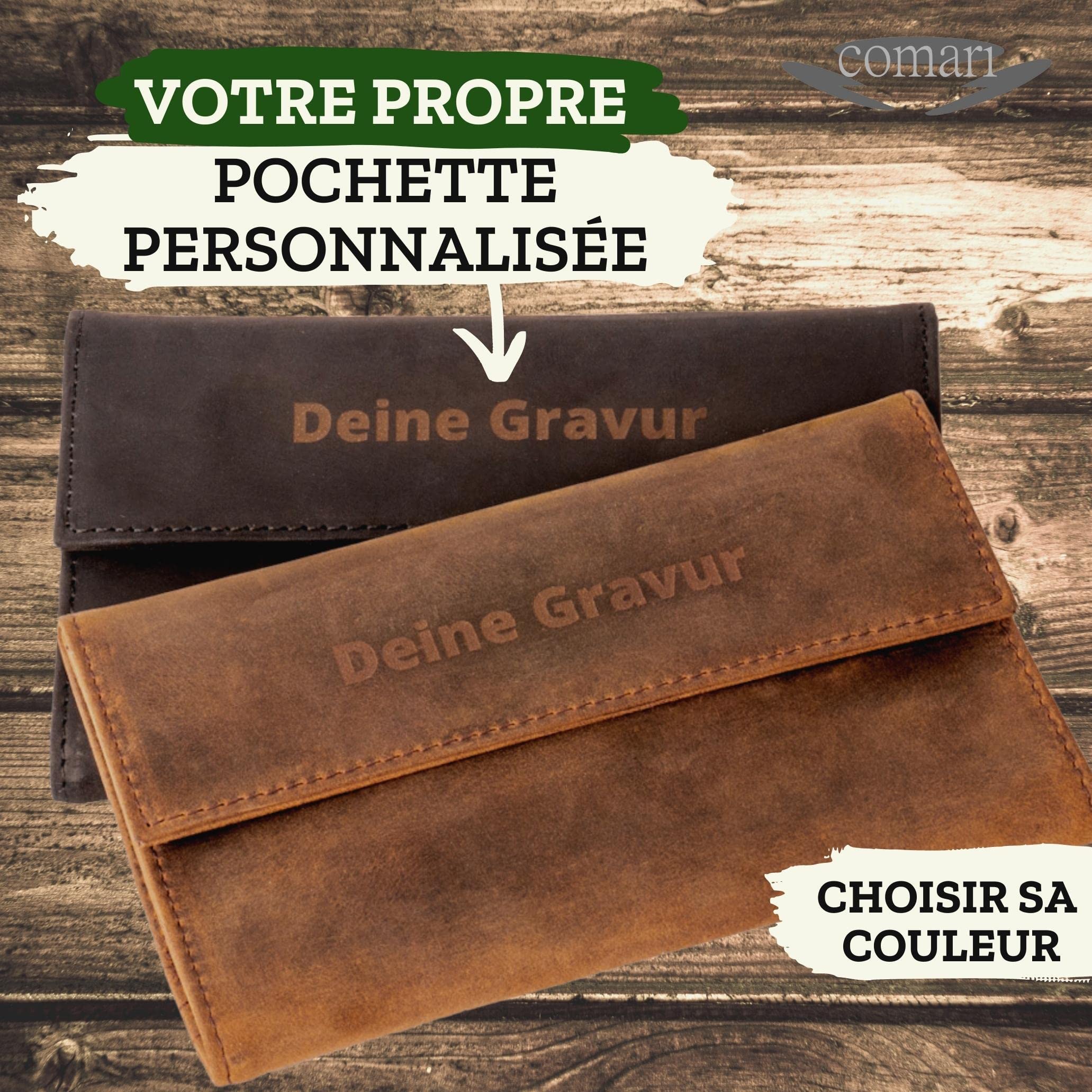 Premium Blague à Tabac Cuir - Boutons Magnétiques - Compartiment pour Doubles-Papiers & Filtres - Pochette à Rouler Faite Main (Marron Vintage)