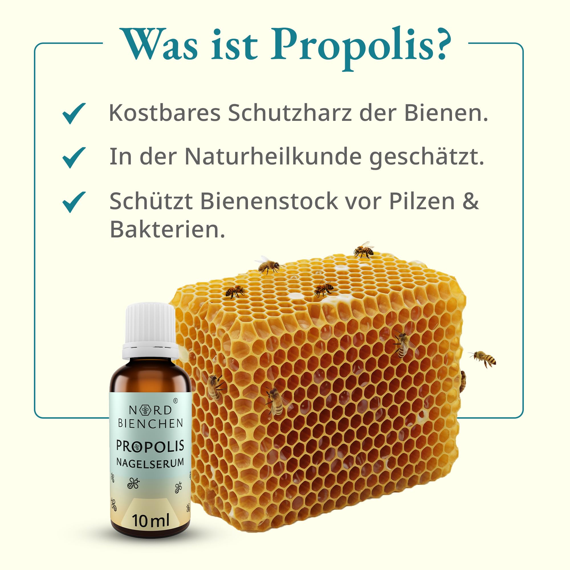 Propolis Nagelserum - gegen gelbe, brüchige Nägel - Nagel Behandlung schnell & intensiv - Mittel gegen Problemnägel - mit natürlichem Bienenharz - Nail Care Pen & Stift Alternative 10ml - Nordbienchen