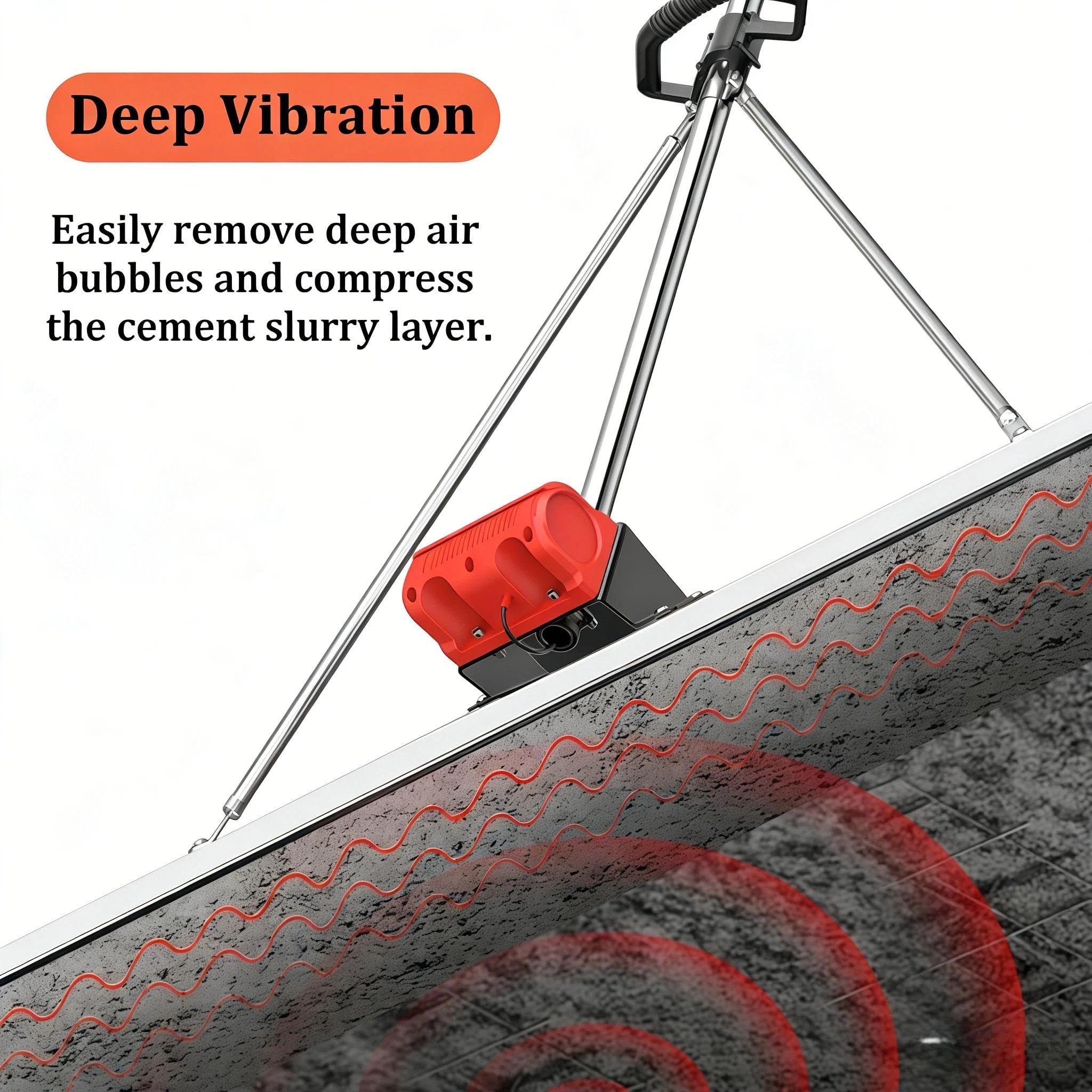 Outil De Finition électrique Pour Béton Règle Nivellement Vibrante Sol Ciment Sans Fil Acier Inoxydable Fixe Triangulaire 1.5m 2batteries