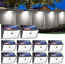 nipify Eclairage Exterieur Solaire【168 LED 10 Pack】 Lumiere Solaire Exterieur avec IP65 Étanche, 3 Mode Lampe Solaire Extérieur Détecteur de Mouvement Pour Jardin Mural Chemin Garage Patio Blanc Froid