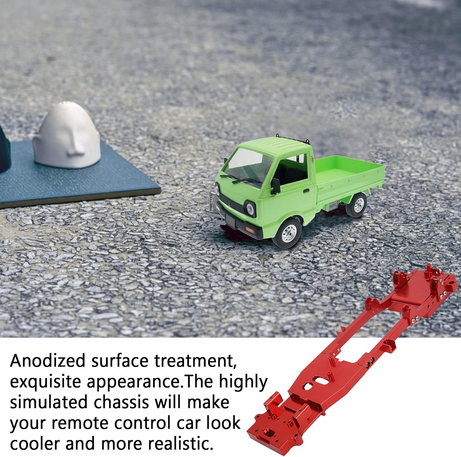 Chassis Frame for WPL D12, RC Chassis Frame Stable Performance for WPL D12 1/10 Remote Control Car(red)