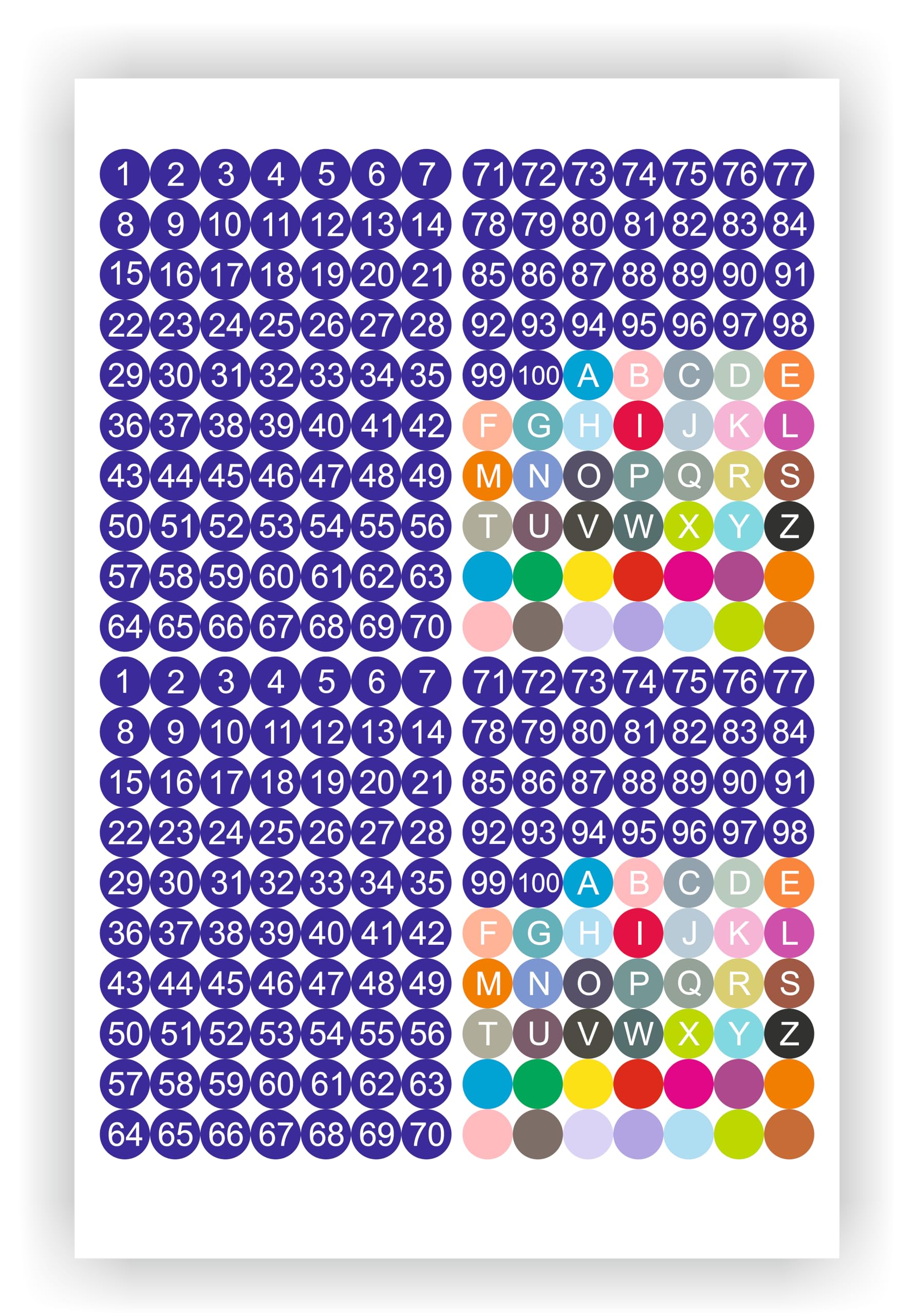 Kelenate® (Total 280 Pieces) 1-100 Number Stickers (200 Pcs), A-Z