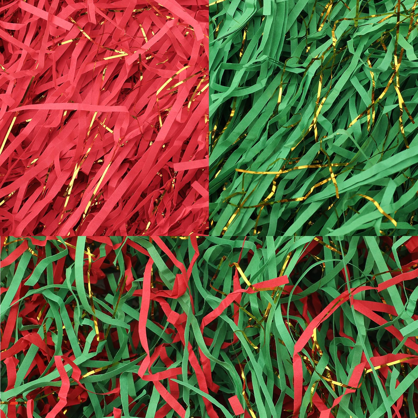 Meng Jiaran Glitter Shredded Tissue Paper for Hampers 200g Red Green Gold