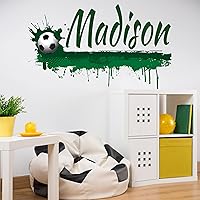 Vista 6 de Calcomanía de pared personalizada con nombre de fútbol, calcomanías de pared de pelota de fútbol con nombre personalizado para habitación de niños